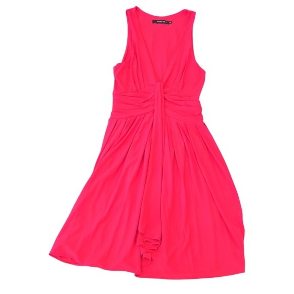 Arden B Red V-Neck Ruched Empire Waist Draped Cocktail Dress Womens Medium